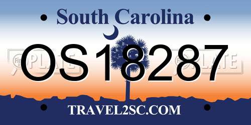 OS18287 South Carolina License Plate
