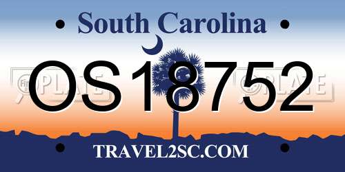OS18752 South Carolina License Plate