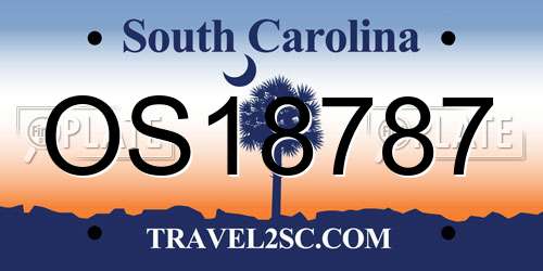 OS18787 South Carolina License Plate