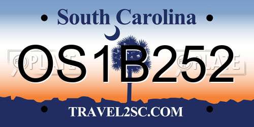 OS1B252 South Carolina License Plate
