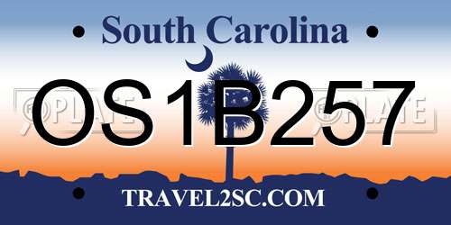 OS1B257 South Carolina License Plate