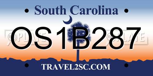 OS1B287 South Carolina License Plate