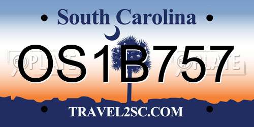 OS1B757 South Carolina License Plate