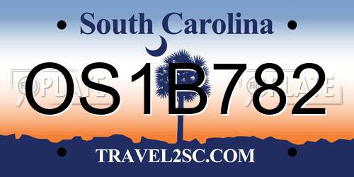 OS1B782 South Carolina License Plate