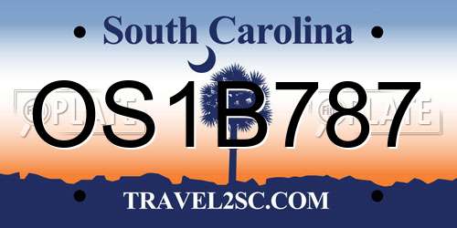 OS1B787 South Carolina License Plate