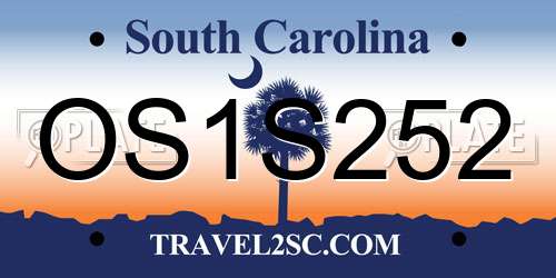 OS1S252 South Carolina License Plate