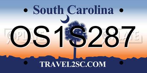 OS1S287 South Carolina License Plate