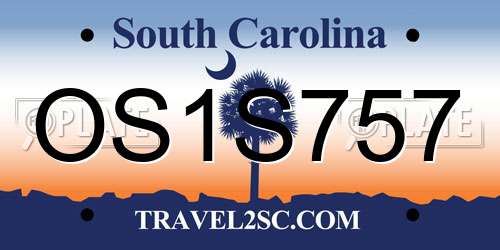 OS1S757 South Carolina License Plate