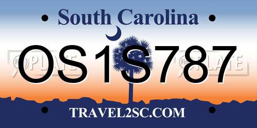 OS1S787 South Carolina License Plate