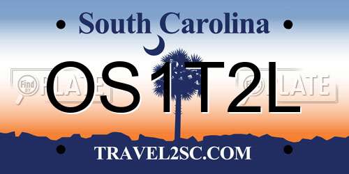 OS1T2L South Carolina License Plate