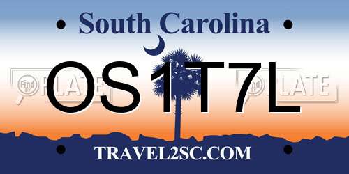 OS1T7L South Carolina License Plate