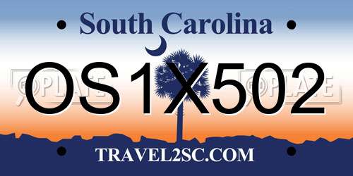 OS1X502 South Carolina License Plate