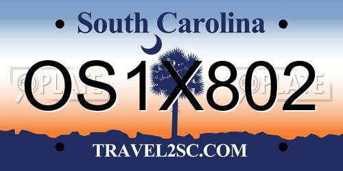 OS1X802 South Carolina License Plate