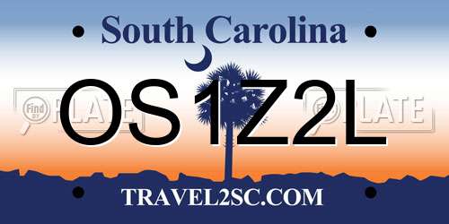 OS1Z2L South Carolina License Plate