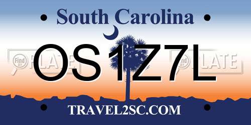 OS1Z7L South Carolina License Plate