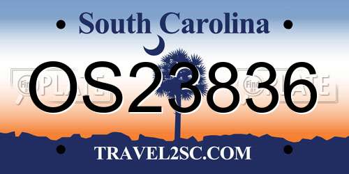OS23836 South Carolina License Plate