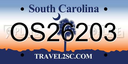 OS26203 South Carolina License Plate