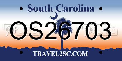 OS26703 South Carolina License Plate