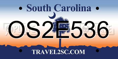 OS2E536 South Carolina License Plate