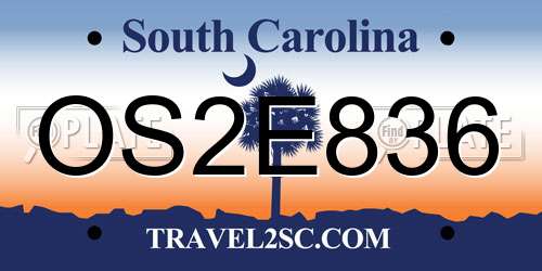 OS2E836 South Carolina License Plate