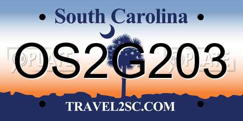 OS2G203 South Carolina License Plate
