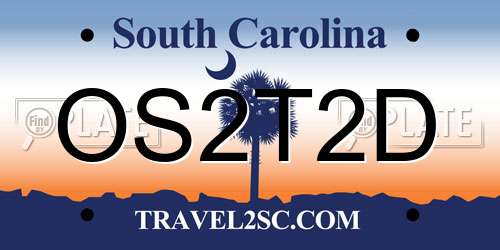 OS2T2D South Carolina License Plate