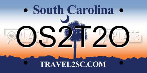 OS2T2O South Carolina License Plate
