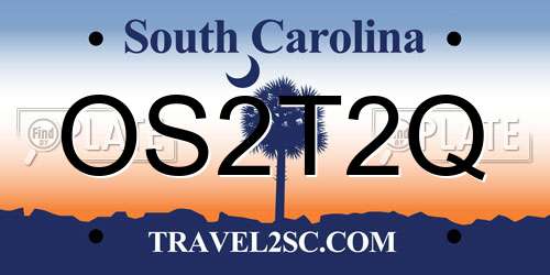 OS2T2Q South Carolina License Plate