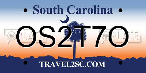 OS2T7O South Carolina License Plate