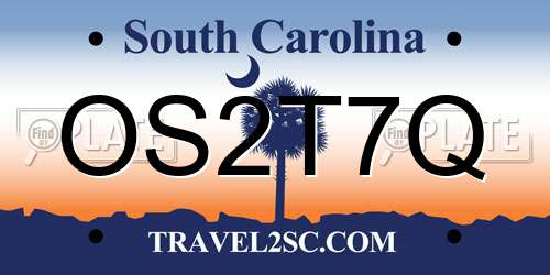 OS2T7Q South Carolina License Plate