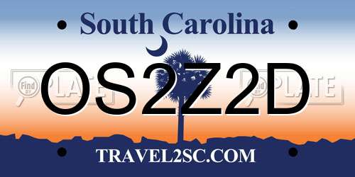 OS2Z2D South Carolina License Plate