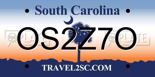 OS2Z7O South Carolina License Plate