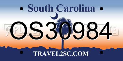 OS30984 South Carolina License Plate