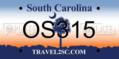 OS315 South Carolina License Plate