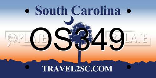 OS349 South Carolina License Plate