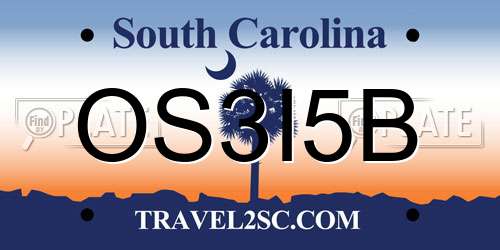 OS3I5B South Carolina License Plate