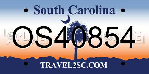 OS40854 South Carolina License Plate