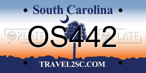 OS442 South Carolina License Plate