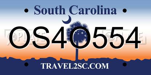 OS4O554 South Carolina License Plate