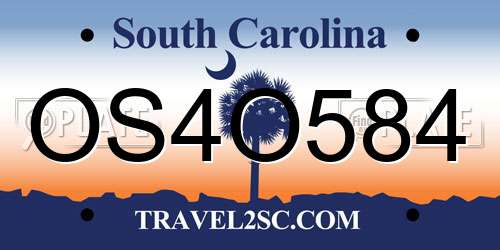 OS4O584 South Carolina License Plate