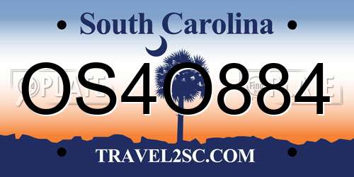 OS4O884 South Carolina License Plate