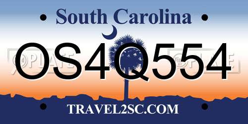 OS4Q554 South Carolina License Plate