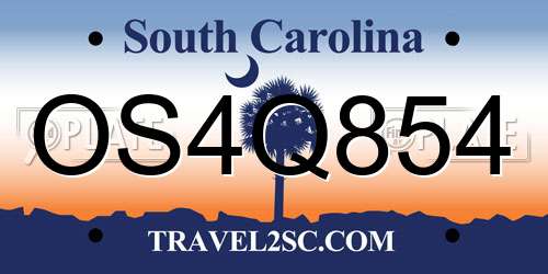 OS4Q854 South Carolina License Plate