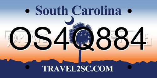 OS4Q884 South Carolina License Plate