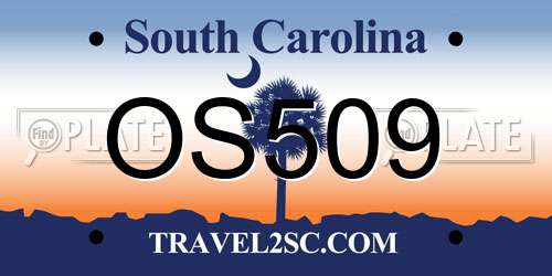OS509 South Carolina License Plate