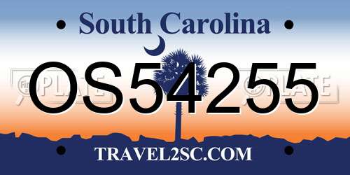 OS54255 South Carolina License Plate