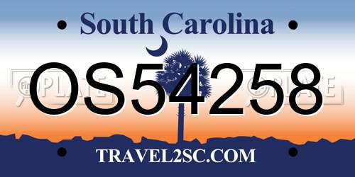 OS54258 South Carolina License Plate