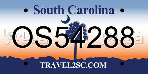 OS54288 South Carolina License Plate