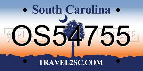 OS54755 South Carolina License Plate
