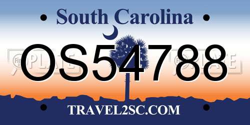 OS54788 South Carolina License Plate